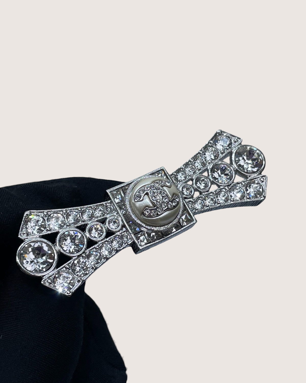 Chanel 23S Bow Crystal CC Brooch Pin