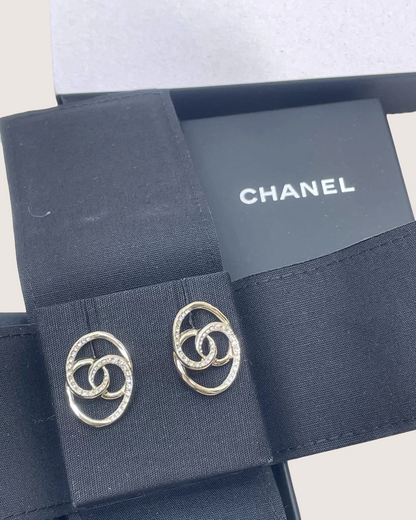 Chanel 21P Crystal CC Earrings