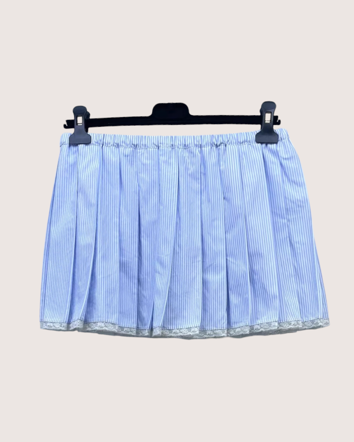 Miu Miu SS23 Striped Pleated Logo Mini Skirt