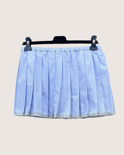 Miu Miu SS23 Striped Pleated Logo Mini Skirt
