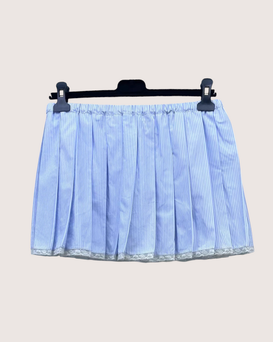 Miu Miu SS23 Striped Pleated Logo Mini Skirt - view 2