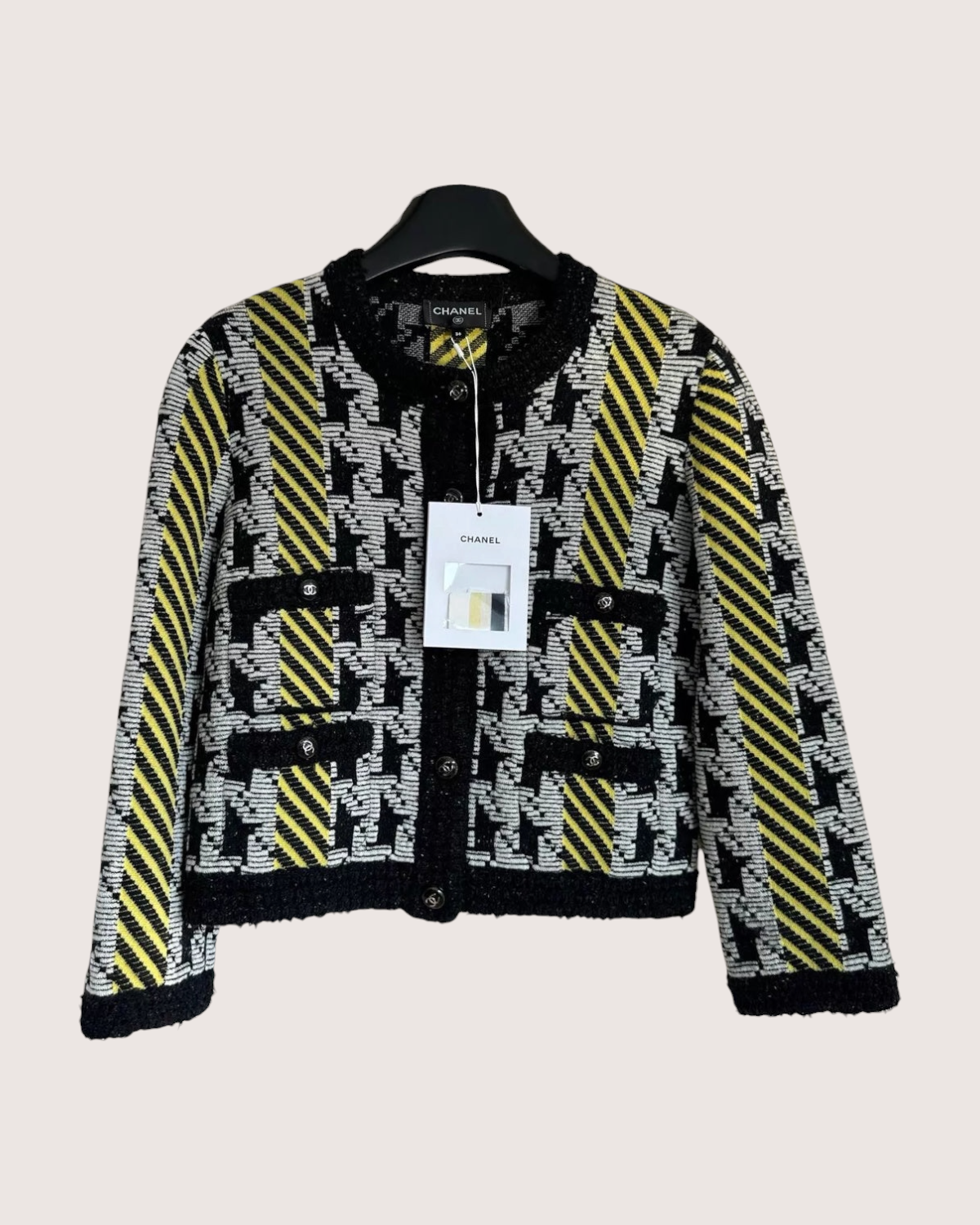 Chanel 24A Houndstooth Cardigan Jacket