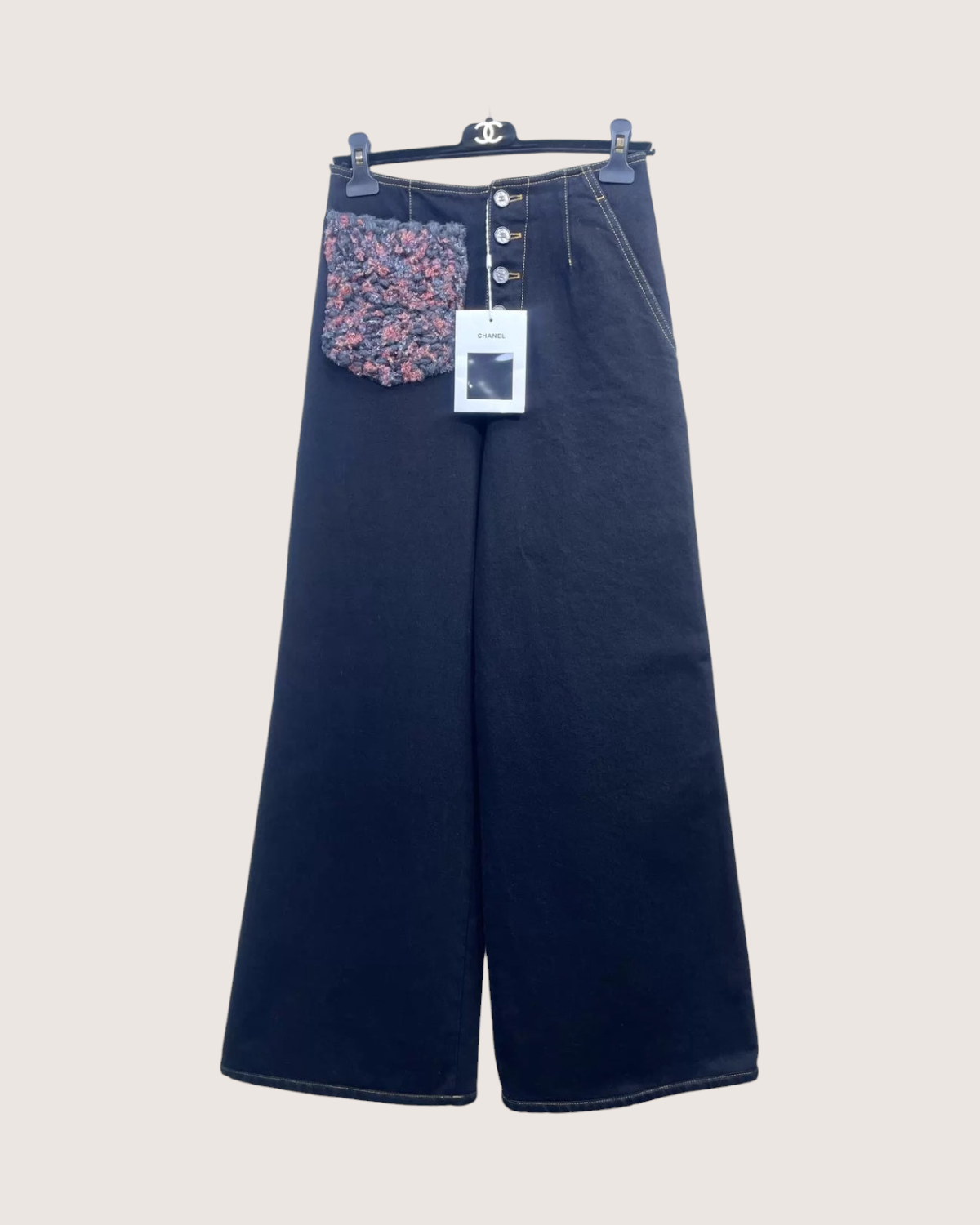 Chanel 22A Wide-Leg Denim Jeans