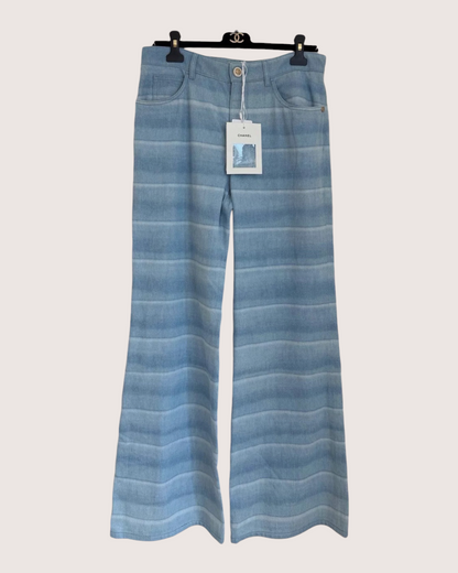 Chanel 26C Crystal Crystal Button Gradient Shimmer Striped Trousers