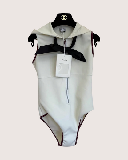 Chanel 25C Bow Hooded One-Piece Swimsuit