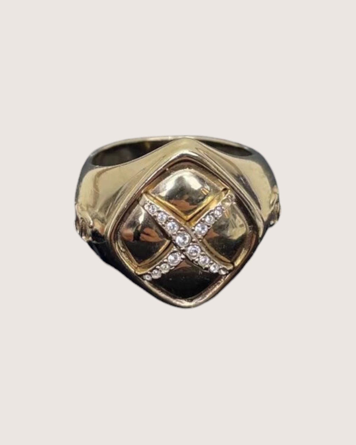 Chanel 21B Rhinestone X-Motif Ring
