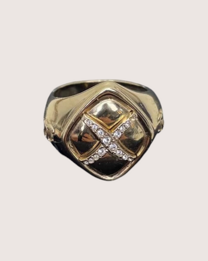 Chanel 21B Rhinestone X-Motif Ring