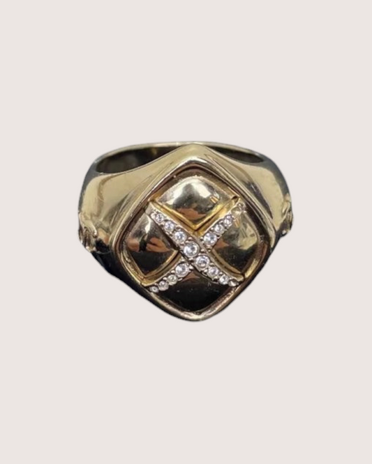 Chanel 21B Rhinestone X-Motif Ring