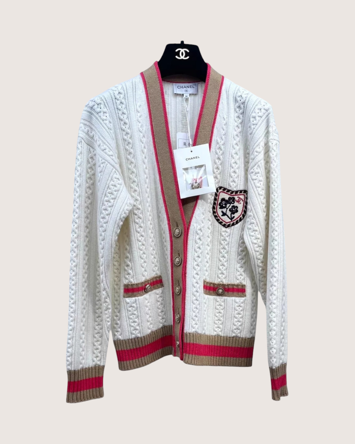 Chanel 26C Sequin Floral Patch Cardigan