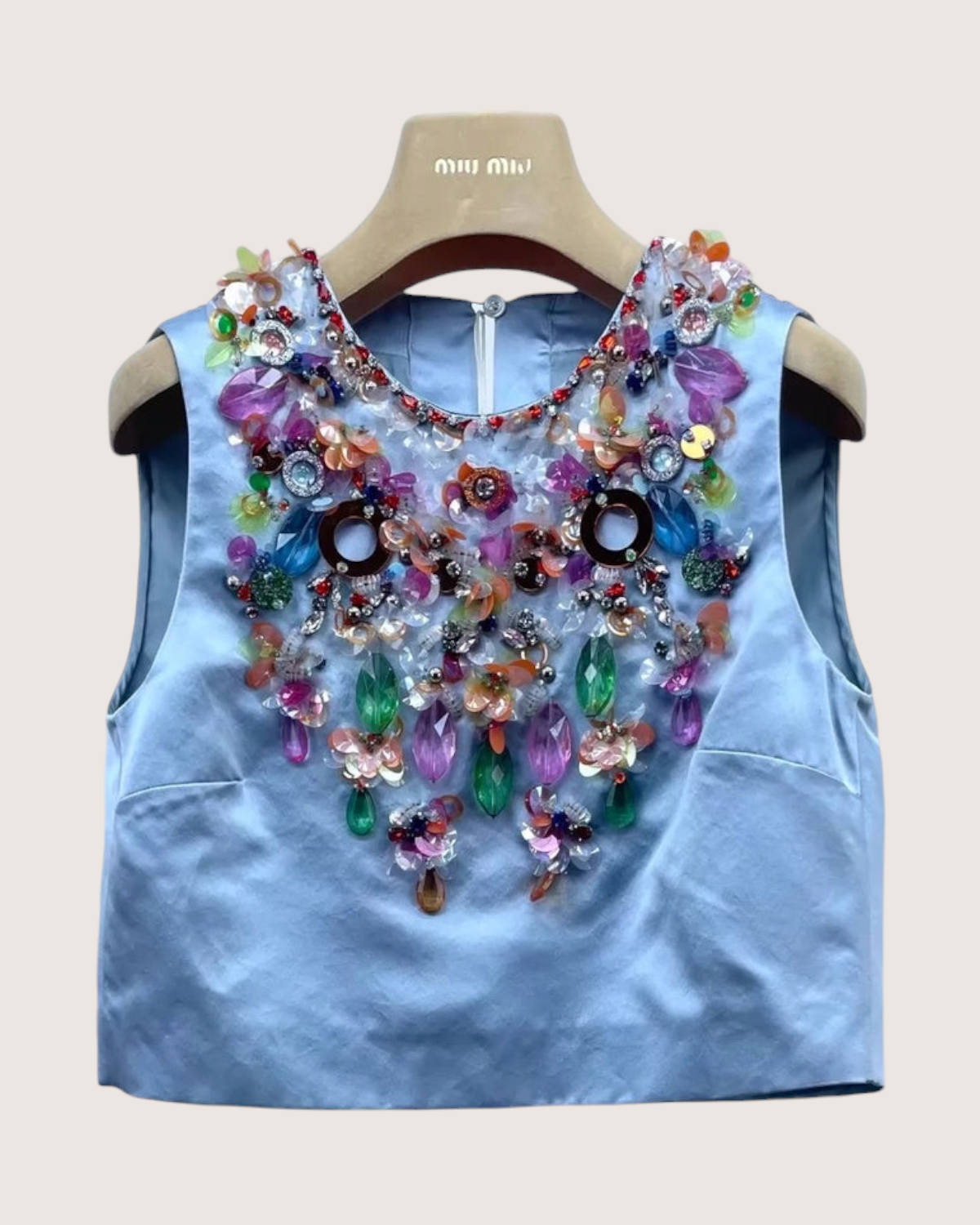 Miu Miu Crystal Embellished Crop Top