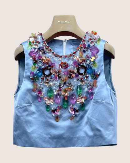 Miu Miu Crystal Embellished Crop Top