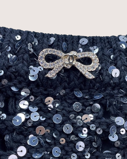 Chanel 23S Bow Sequin Mini Shorts