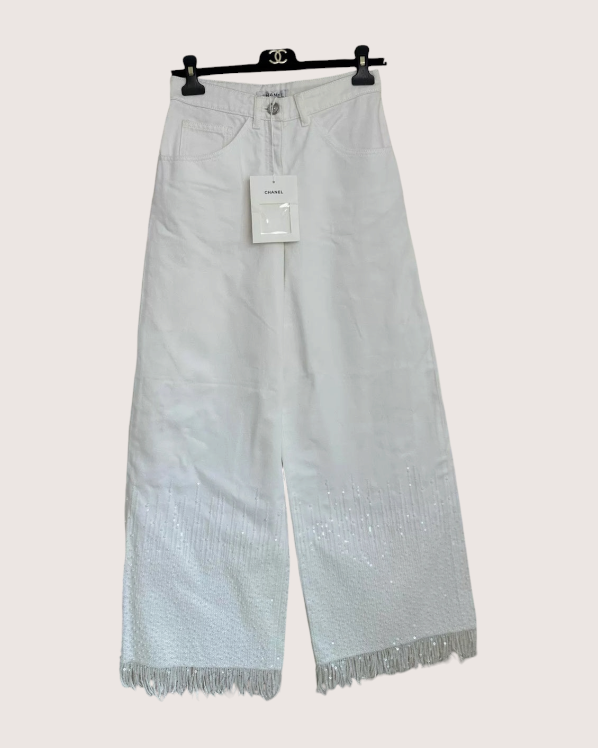 Chanel 25S Fringe Wide-Leg Jeans