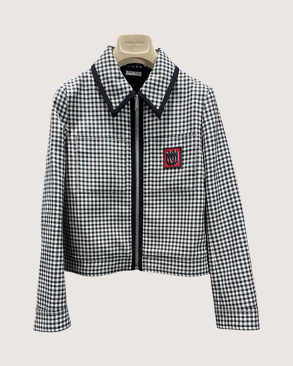 Miu Miu Check Zip-Up Jacket