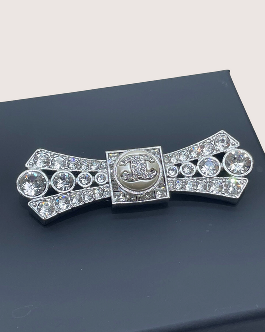 Chanel 23S Bow Crystal CC Brooch Pin
