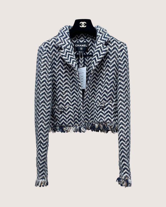 Chanel 19K Fringe Tweed Cropped Jacket