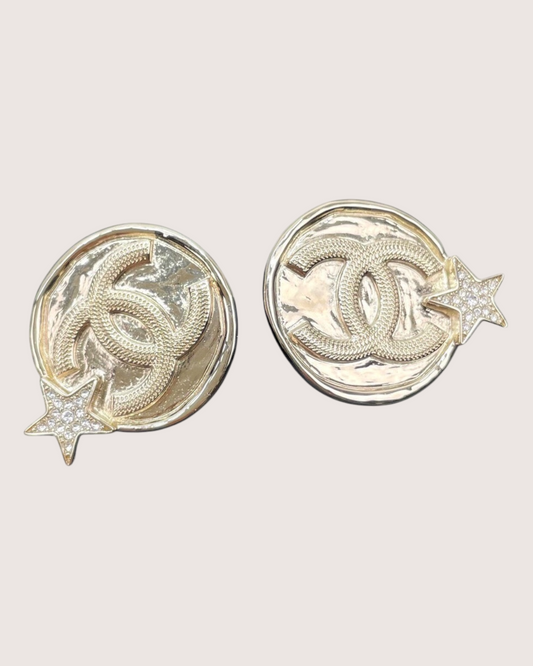 Chanel 23B Star Crystal CC Earrings
