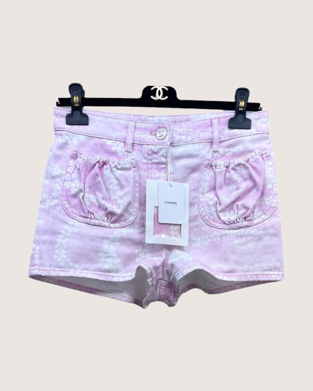 Chanel Floral Denim Mini Shorts