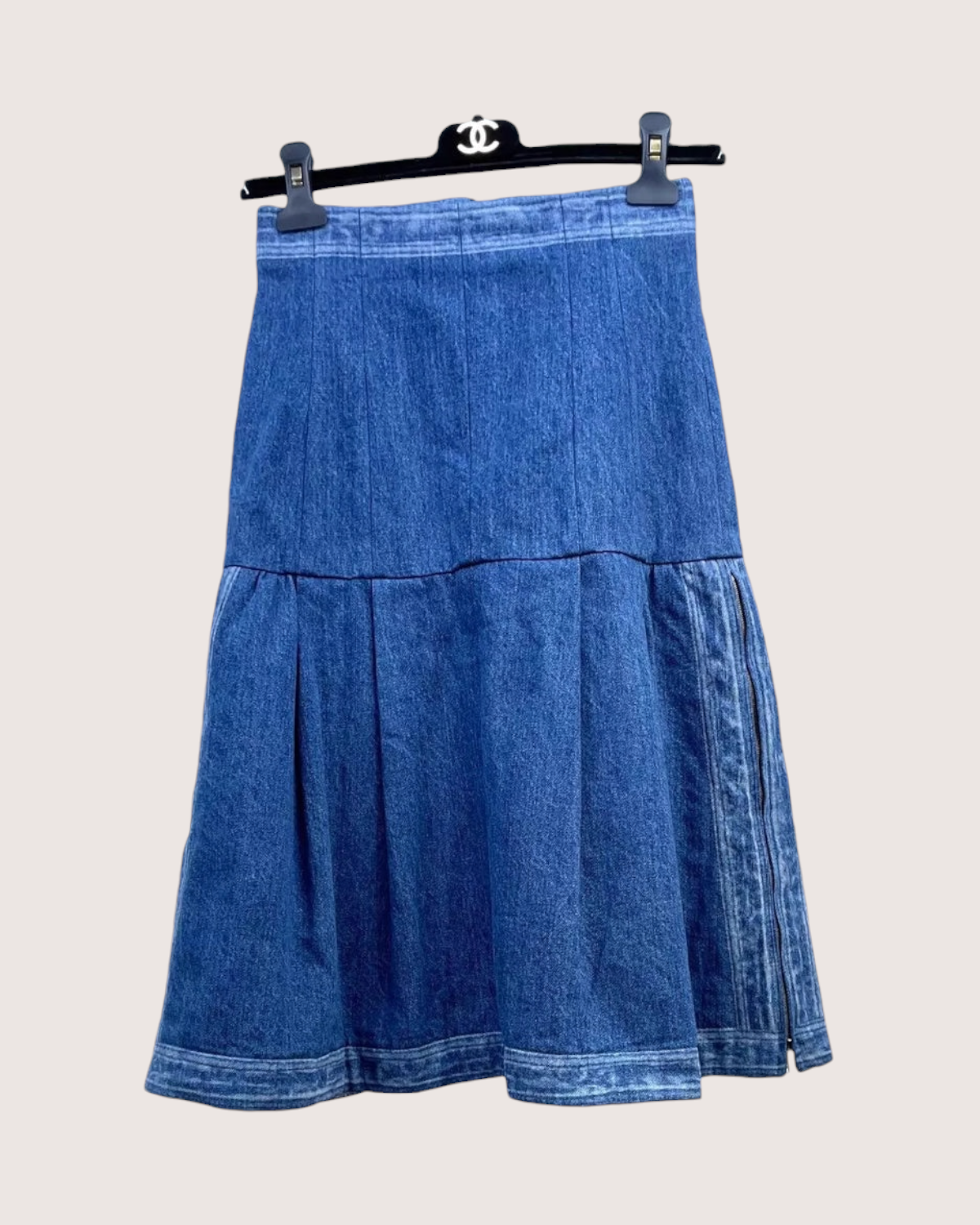 Chanel 17K Mid-Length Denim Skirt