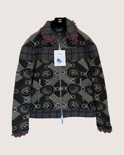 Chanel 24A Zip-Up Tweed Jacket