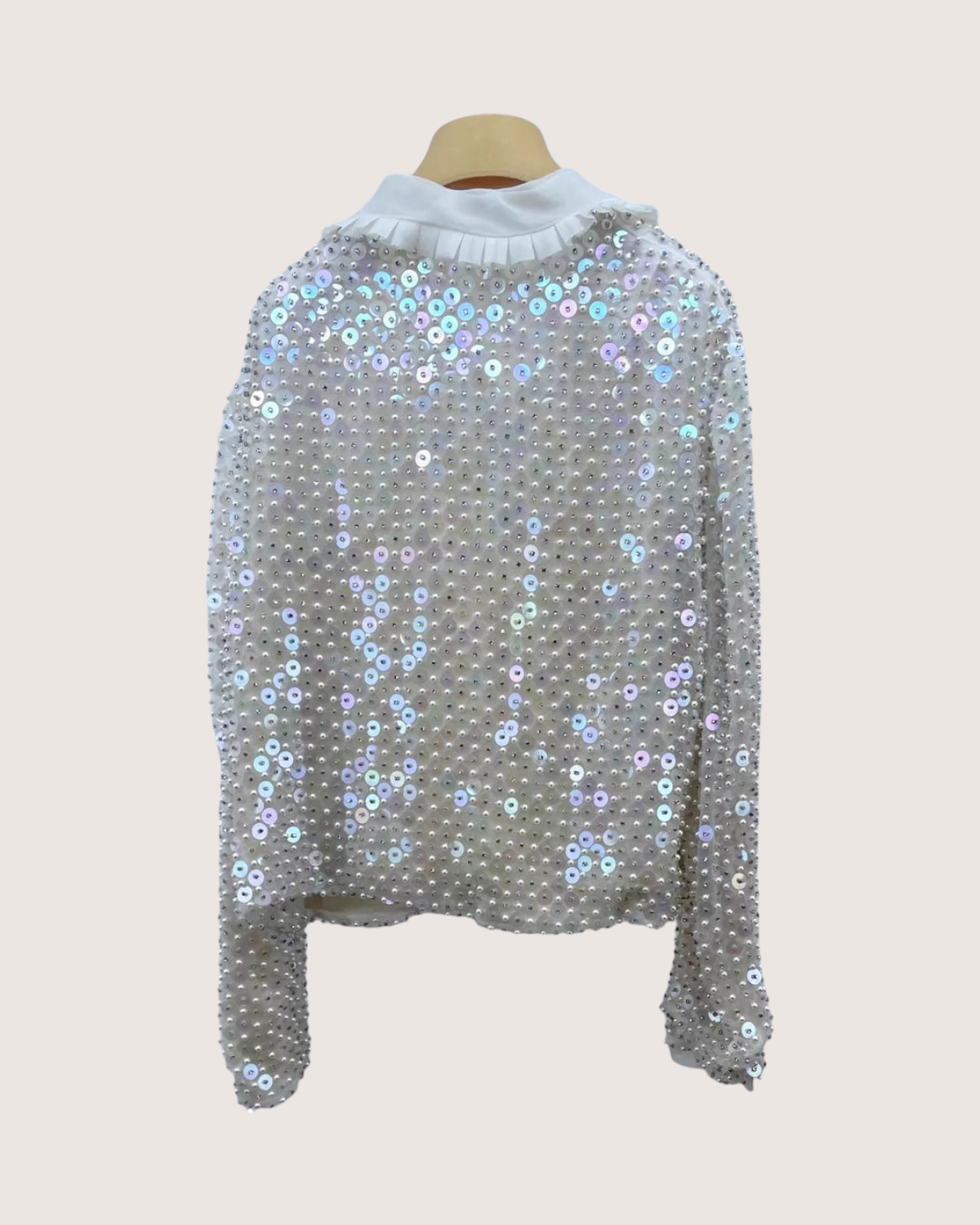 Miu Miu Pearl Sequin Collared Jacket