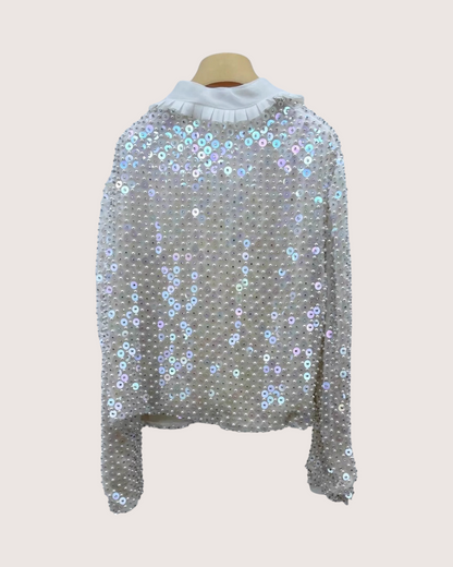 Miu Miu Pearl Sequin Collared Jacket