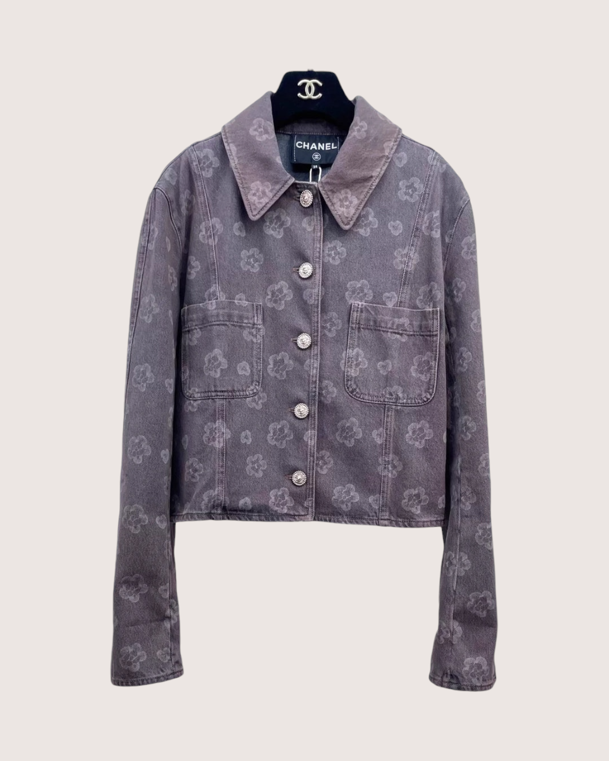 Chanel 25A Camellia Denim Jacket