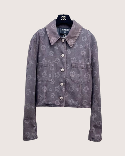 Chanel 25A Camellia Denim Jacket