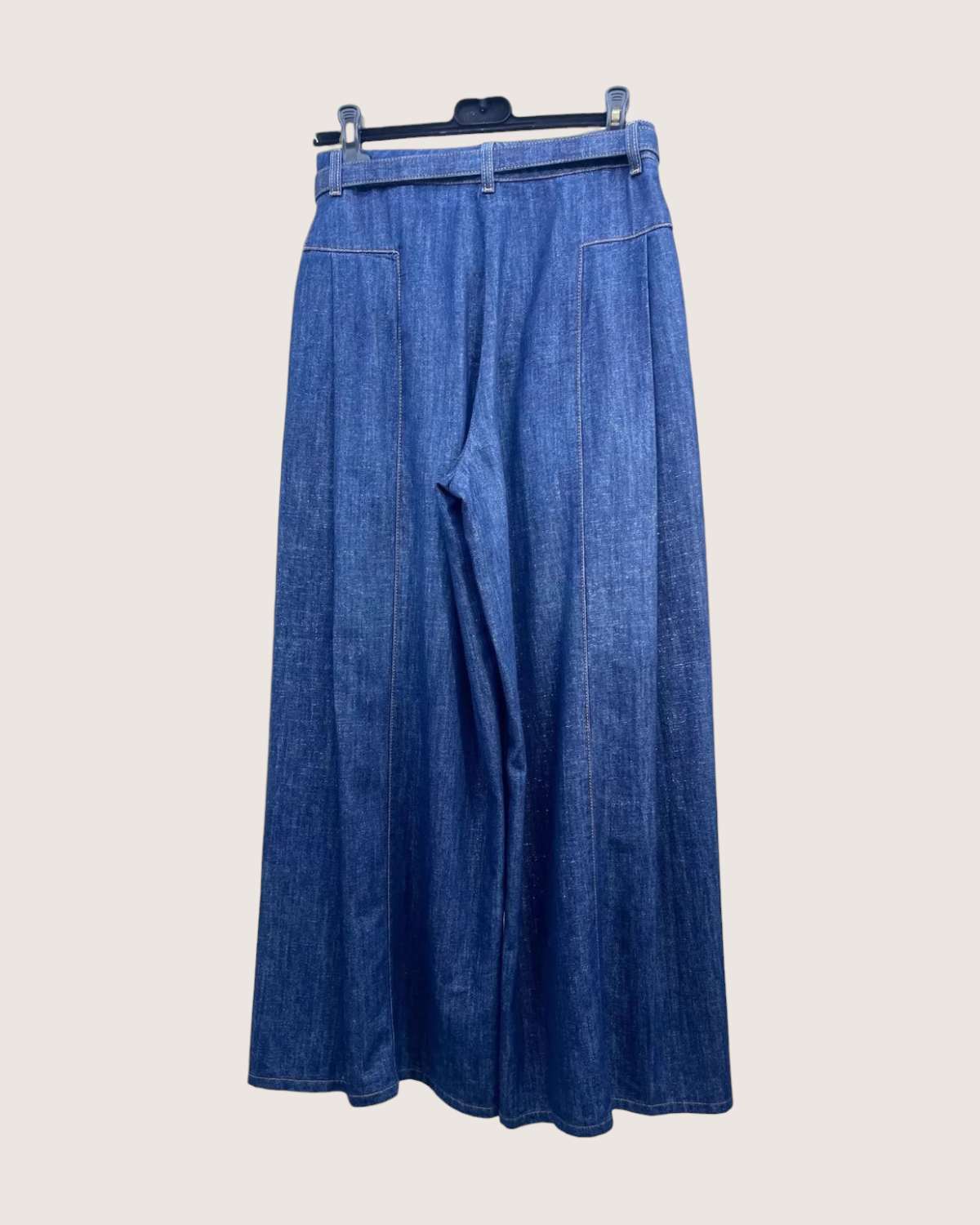 Chanel 23S Belted Wide-Leg Denim Jeans