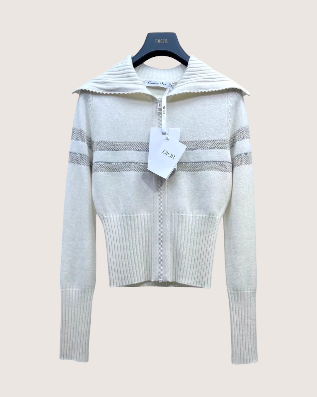 Christian Dior DiorAlps Mock Neck Zip-Up Cardigan