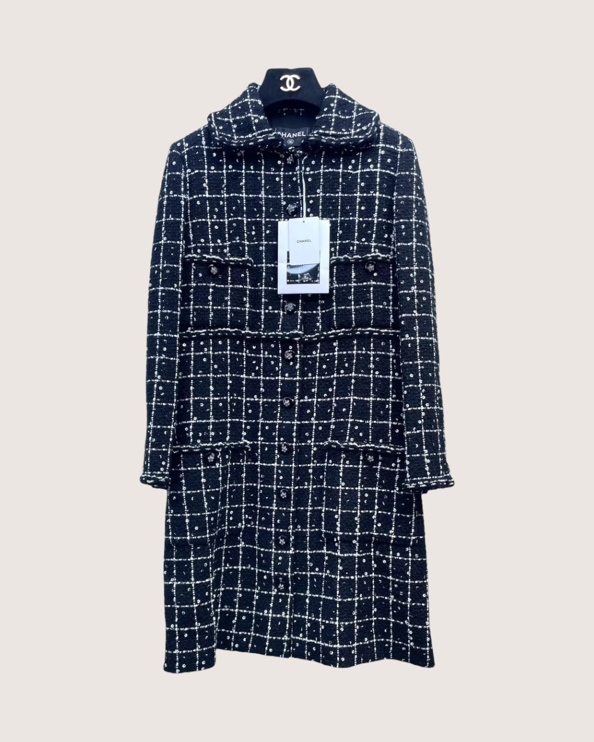Chanel 23K Sequin Plaid Coat