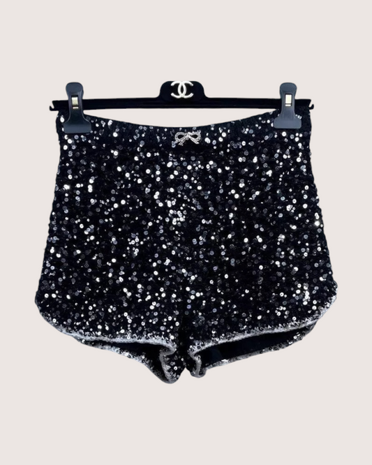 Chanel 23S Bow Sequin Mini Shorts