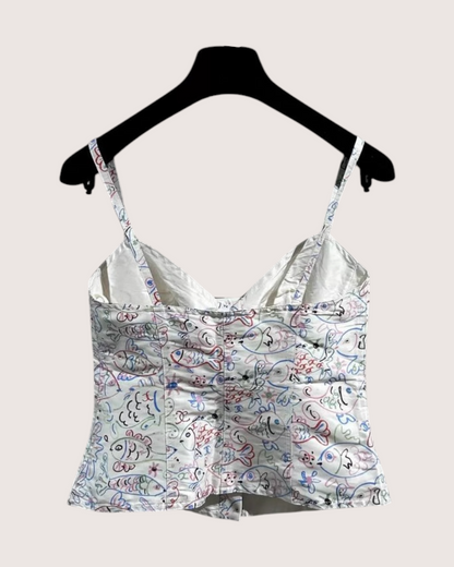 Chanel 25C Fish-Print Corset Top