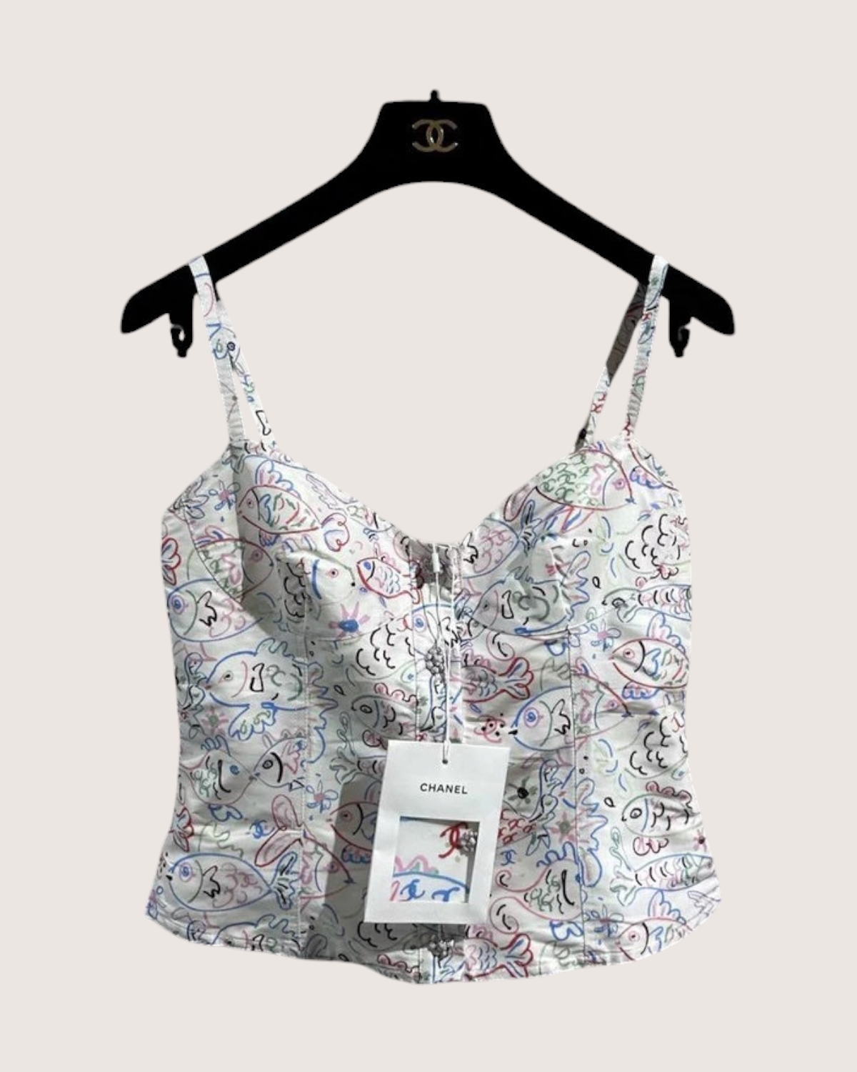 Chanel 25C Fish-Print Corset Top