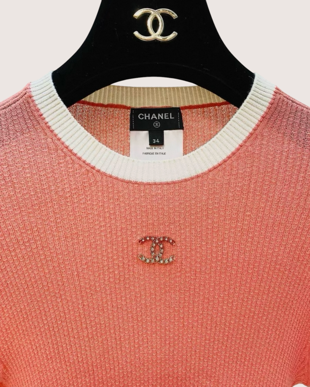 Chanel 22P CC Short-Sleeve Top Orange FR 34