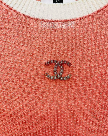 Chanel 22P CC Short-Sleeve Top Orange FR 34