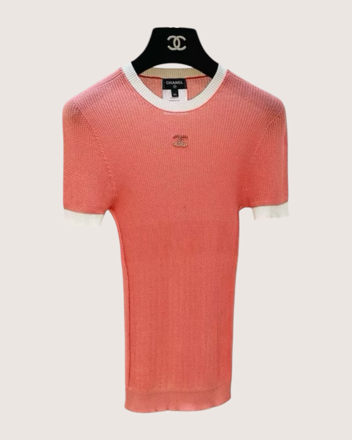 Chanel 22P CC Short-Sleeve Top Orange FR 34