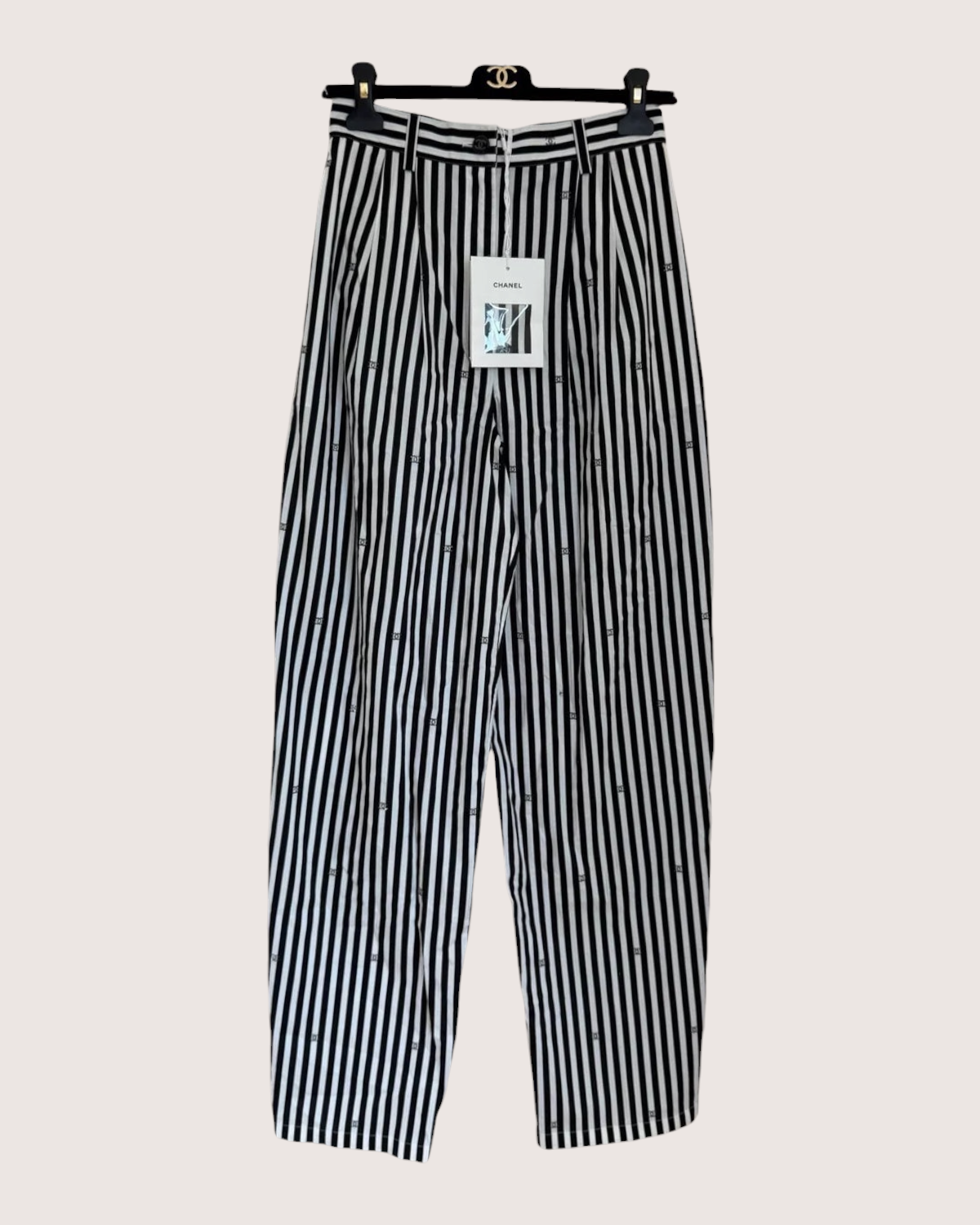 Chanel 25S CC Striped Wide-Leg Trousers