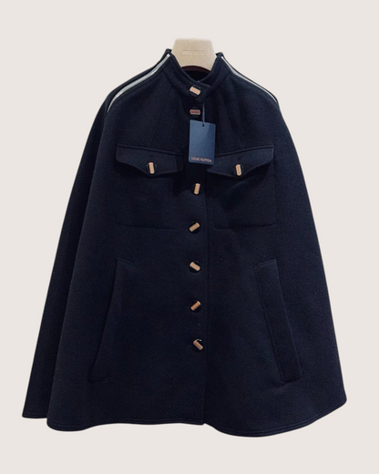 Louis Vuitton Wool Cape Coat Navy FR 36