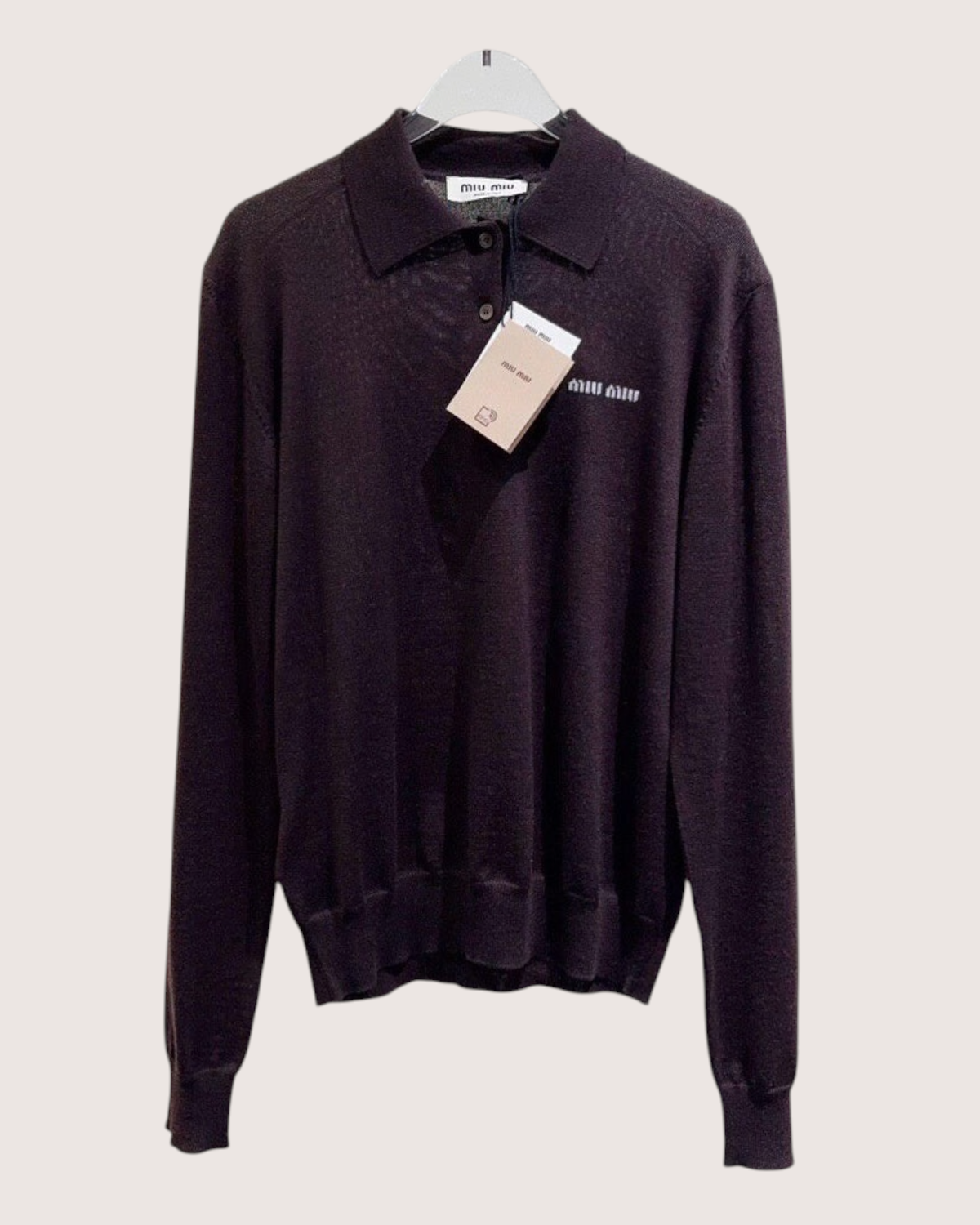 Miu Miu Wool Polo Sweater Brown FR 36