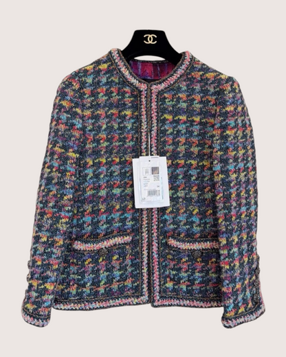 Chanel Houndstooth Crewneck Jacket