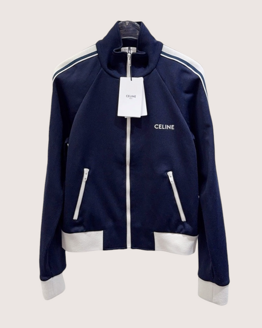 Celine Striped Zip-Up Jacket - Navy, White