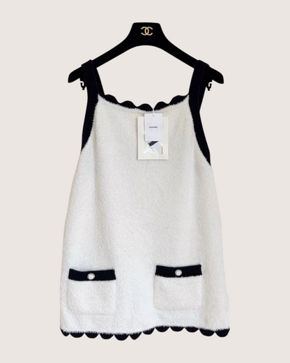 Chanel 26C Terry Tank Top White, Navy FR 40