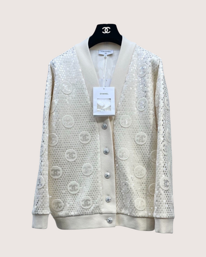 Chanel 23S CC Sequin Wool Cardigan