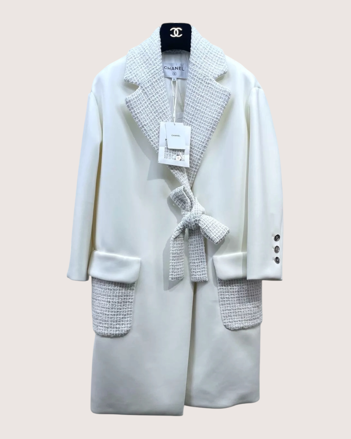 Chanel 25C Tweed Panelled Tie Jacket FR 34