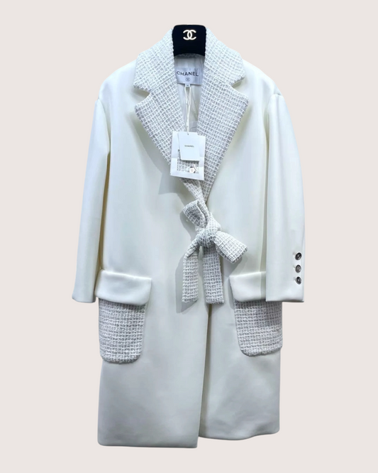 Chanel 25C Tweed Panelled Tie Jacket FR 34