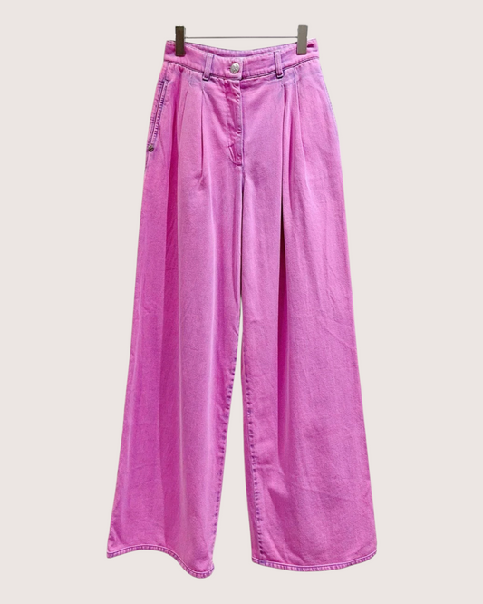 Chanel Wide-Leg Denim Jeans Pink, Purple FR 34