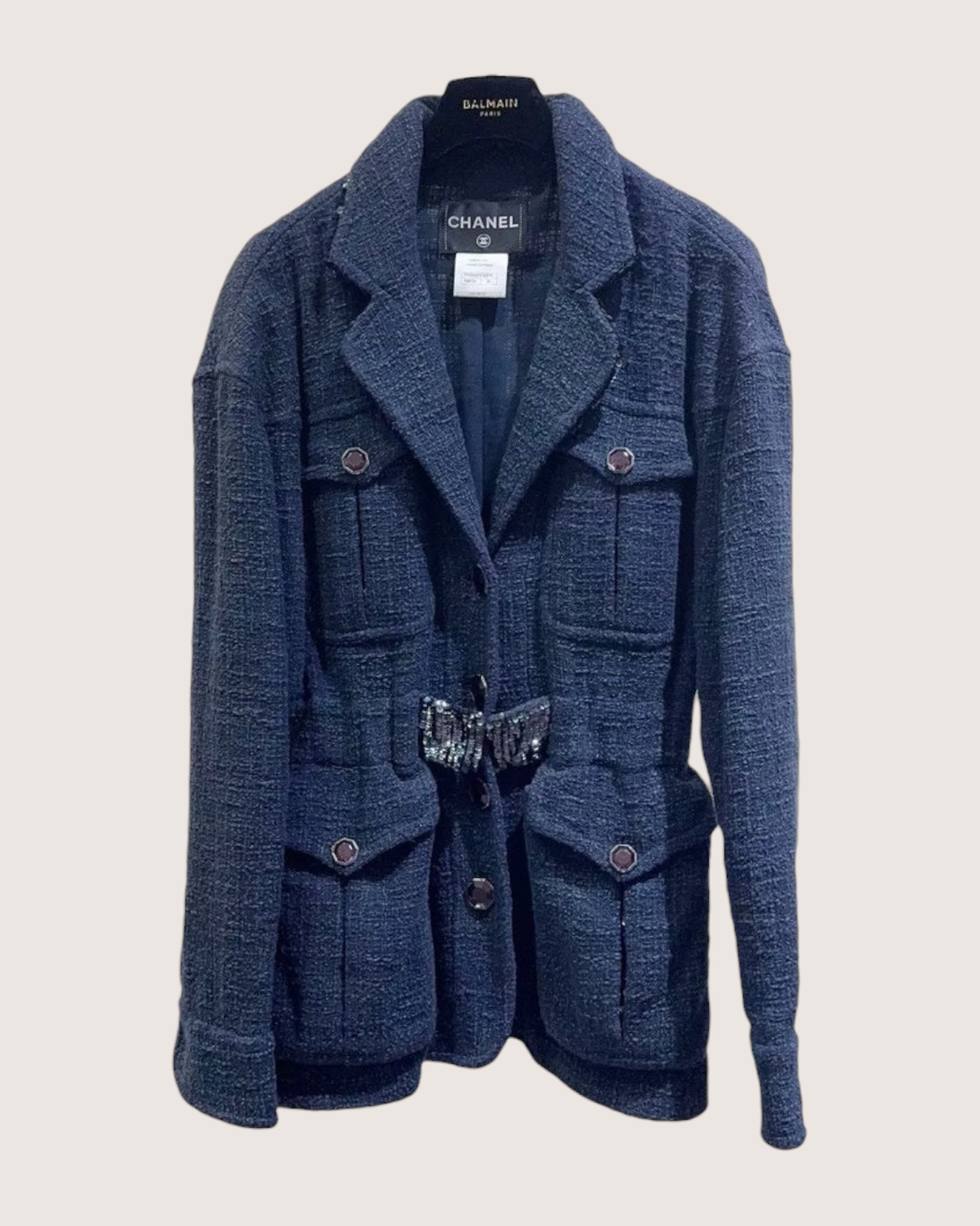 Chanel 12A Tweed Four-Pocket Jacket Navy FR 36