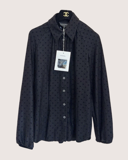Chanel 24B CC Polka-Dot Shirt Black FR 34