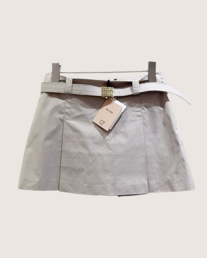 Miu Miu Belted Mini Skirt Beige/Ecru FR 36